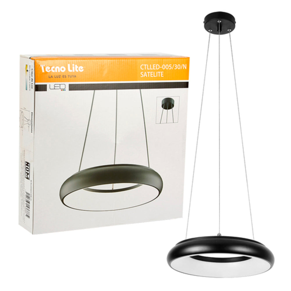 COLGANTE CIRCULAR DE ANILLO LED SATELITE TECNOLITE 2.98 METROS DE DIÁMETRO 1.50 METROS DE ALTURA 25W LUZ SUAVE CÁLIDA LED INTEGRADO