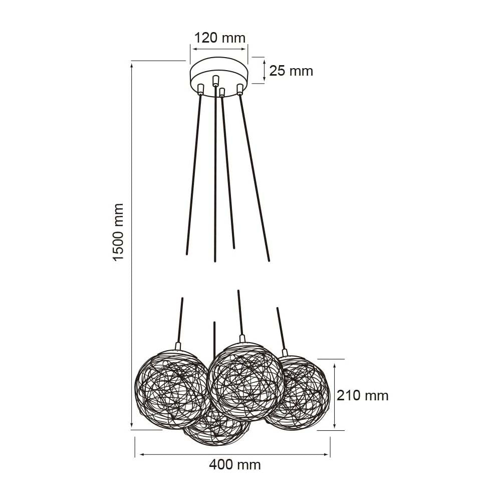 LÁMPARA DE INTERIOR PARA SUSPENDER BASTIA I BASE E27 ***TECNOLITE HAE***