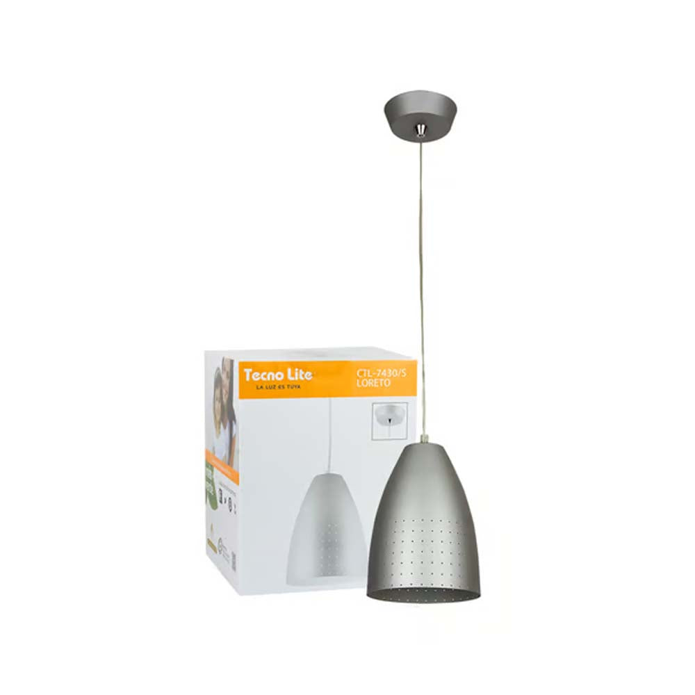 LAMPARA COLGANTE LED DE METAL 1.40 M DE ALTURA BASE E27 POTENCIA MAX. 60 W NO INCLUYE FOCO
