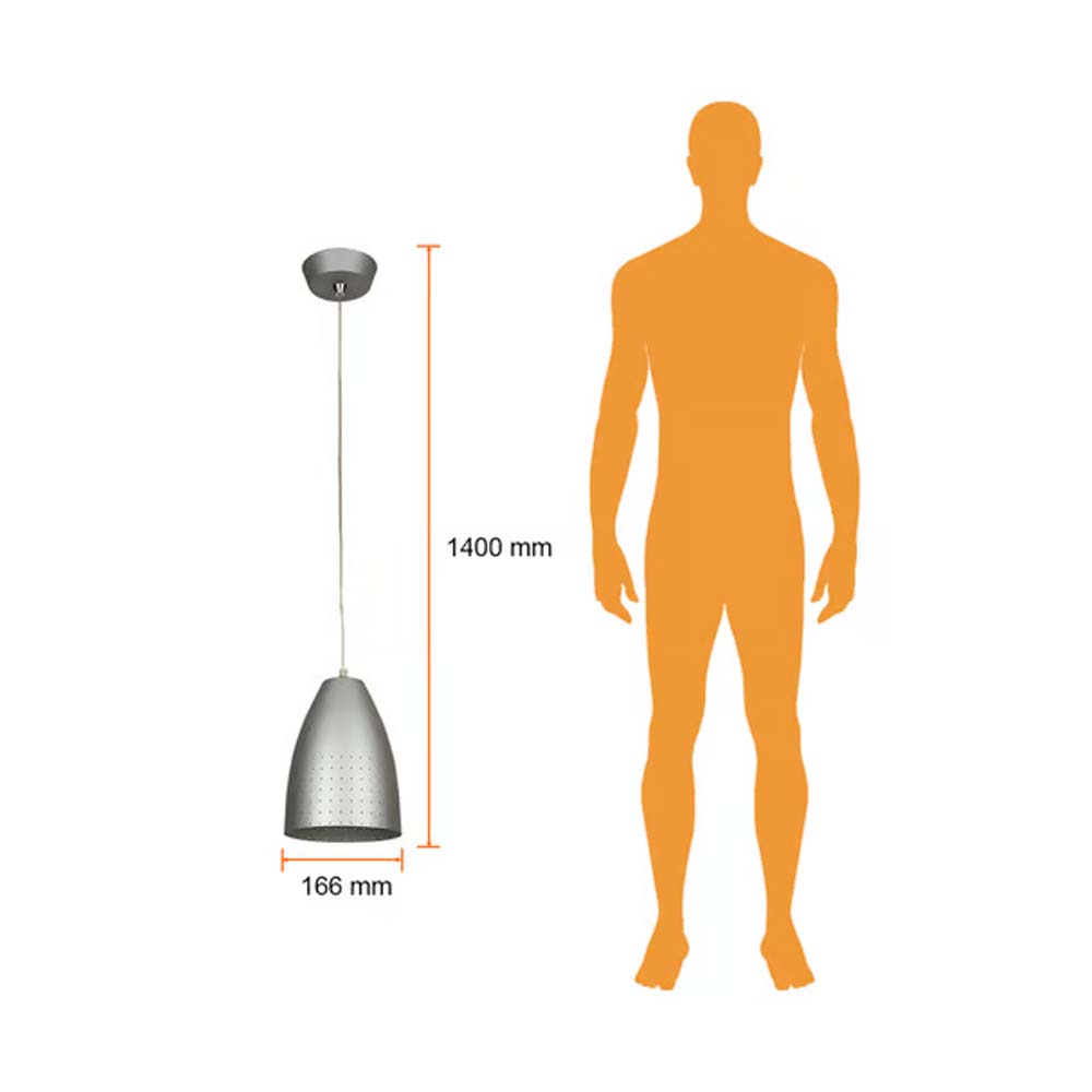 LAMPARA COLGANTE LED DE METAL 1.40 M DE ALTURA BASE E27 POTENCIA MAX. 60 W NO INCLUYE FOCO