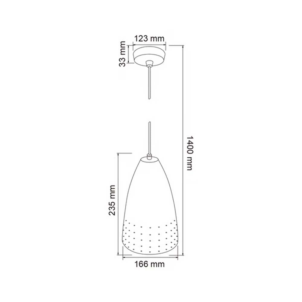 LAMPARA COLGANTE LED DE METAL 1.40 M DE ALTURA BASE E27 POTENCIA MAX. 60 W NO INCLUYE FOCO