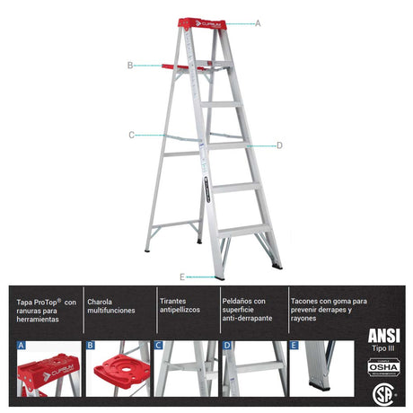 ESCALERA AL C-2312-05N PLAST 1.52 MTS 150 KGS 4 PELD.