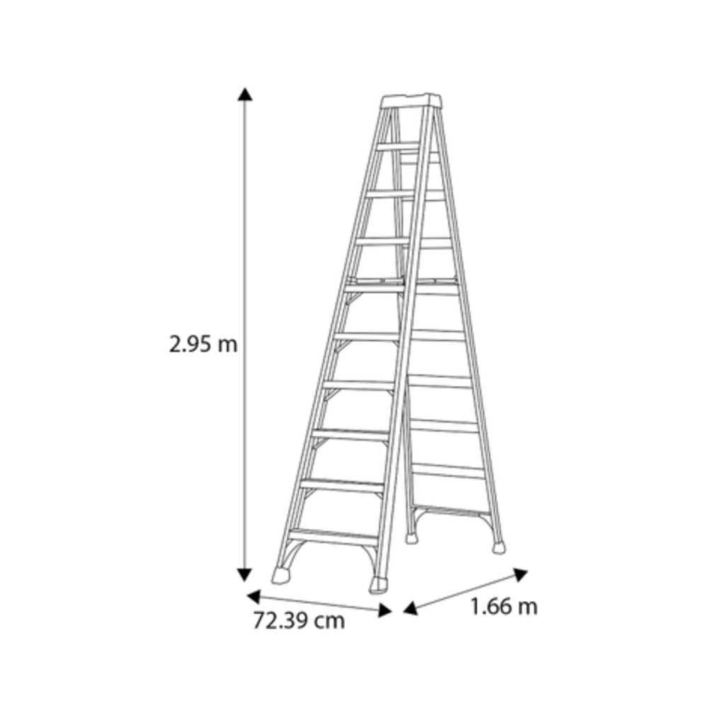 ESCALERA TIJERA FIBRA VIDRIO 225 KGS C-3017-10N 3 MTS 9 PELD.