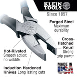 PINZAS DE LINIERO DE 238MM. PUNTA TIPO NEW ENGLAND KLEIN TOOLS***HAE2025***