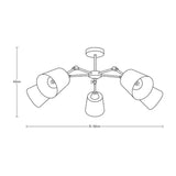 LUMINARIA METALICA NEGRA BRAZOS DIRIGIBLES AJUSTABLES P/5 FOCOS E27