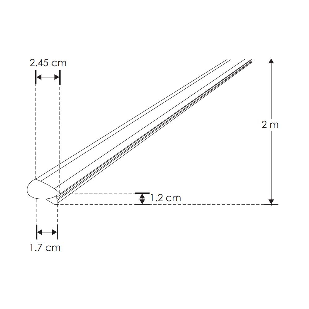 KIT PERFIL P/TIRA EXTRAPLANA LED C/CEJA (PERFIL RECT ALUM 2M + MICA DIFUSA 2M + 2 TAPAS LAT +  2 GRAPAS DE EMP/SOB IP20) ILUMILEDS