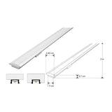 KIT PERFIL P/TIRA EXTRAPLANA LED C/CEJA (PERFIL RECT ALUMINIO 2M + MICA DIFUSA 2M + 2 TAPAS LAT +  2 GRAPAS DE EMP/SOB IP20) ILUMILEDS