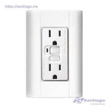 TOMACORRIENTE DUPLEX CON INTERRUPTOR CIRCUITO FALLA A TIERRA 15A, 127V CON PLACA BCA. RESTYLE