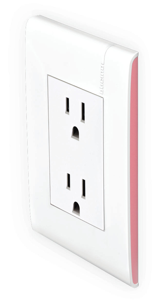 TOMACORRIENTE DÚPLEX 2P+T CON PROTECCIÓN INFANTIL 15A 127-250V PLACA FLAMINGO