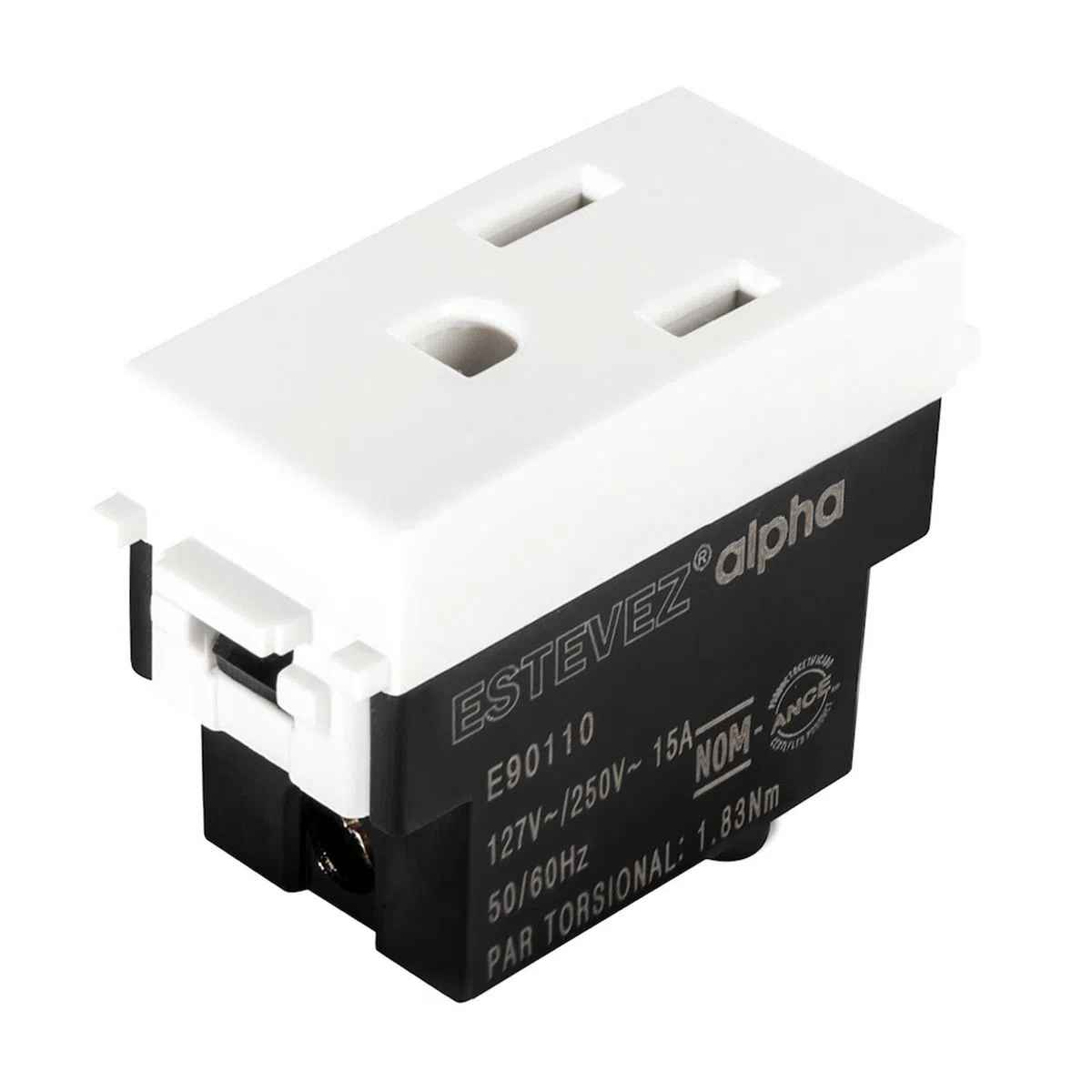 CONTACTO ESTEVEZ ALPHA 2 POLOS CON TIERRA 1 MÓDULO BLANCO