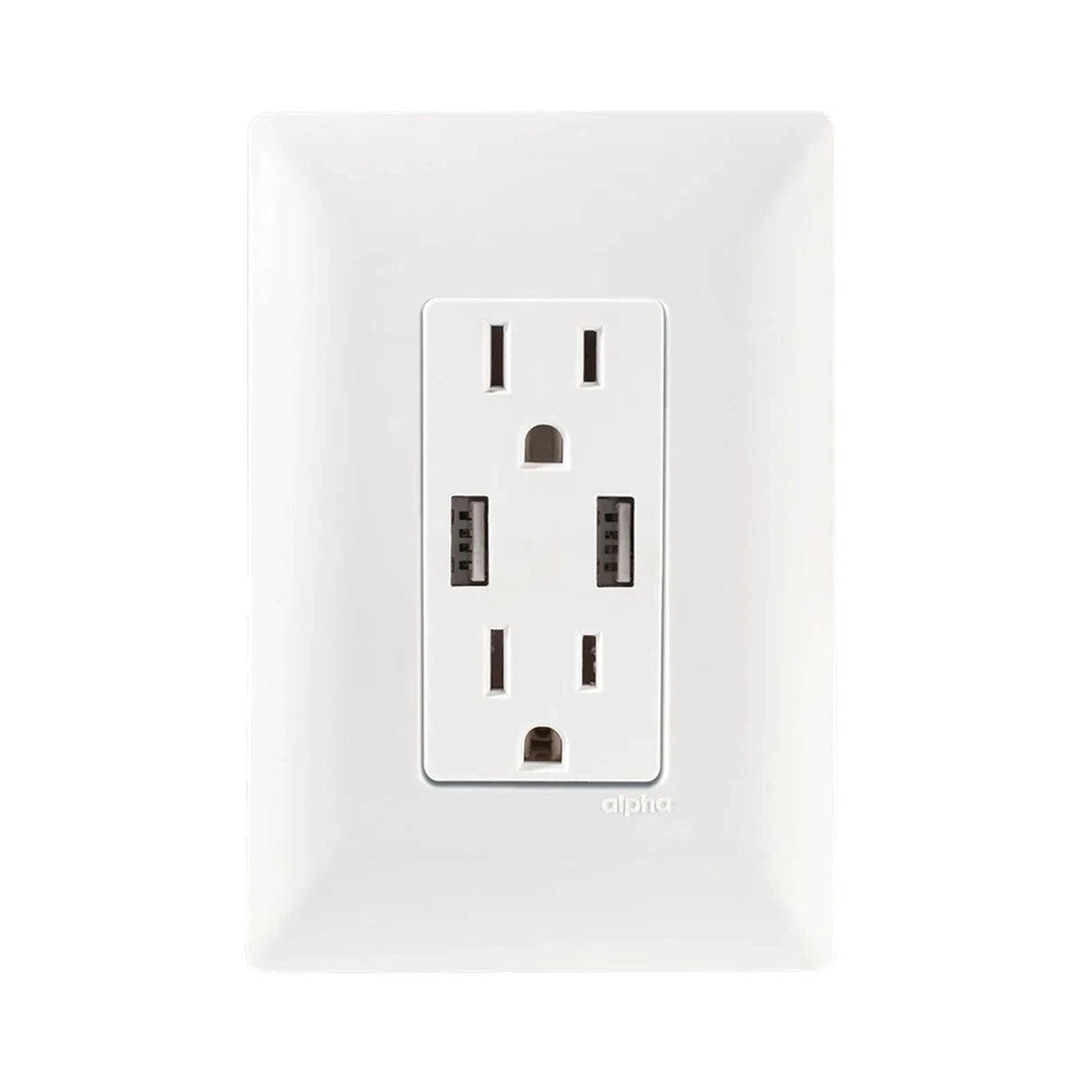 CONTACTO DÚPLEX ESTEVEZ ALPHA 2 POLOS CON TIERRA Y 2 PUERTOS USB BLANCO