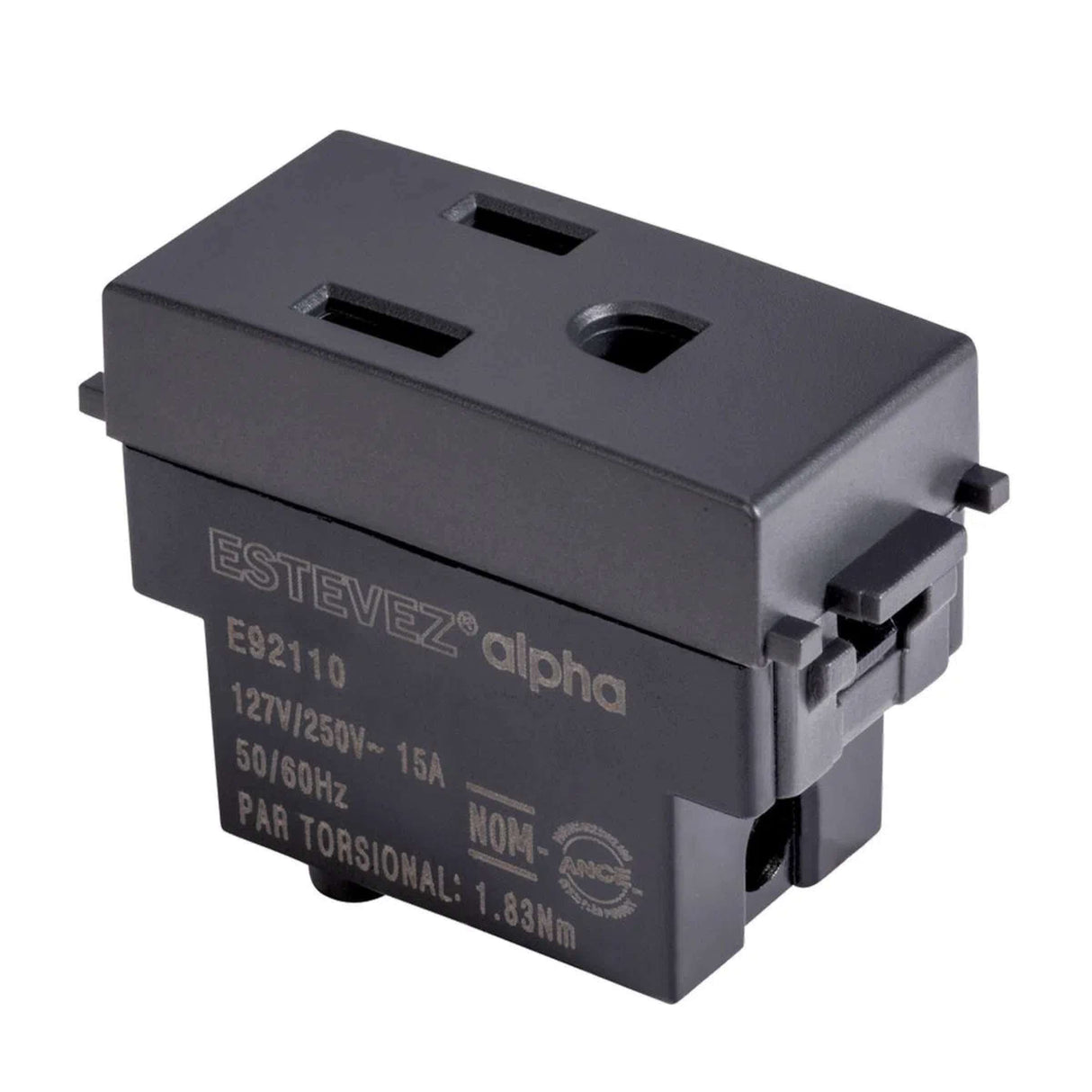 CONTACTO ESTEVEZ ALPHA 2 POLOS CON TIERRA 1 MÓDULO NEGRO