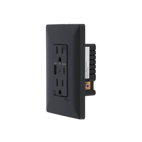 CONTACTO DUPLEX 2P+T 15A USBA 2.4A+USBC 3A PLACA BLACK ALPHA