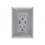 CONTACTO DUPLEX 2P+T CON USB PLATA ALPHA