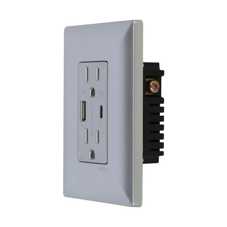 CONTACTO DUPLEX 2P+T CON USB PLATA ALPHA