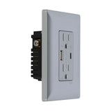 CONTACTO DUPLEX 2P+T CON USB PLATA ALPHA