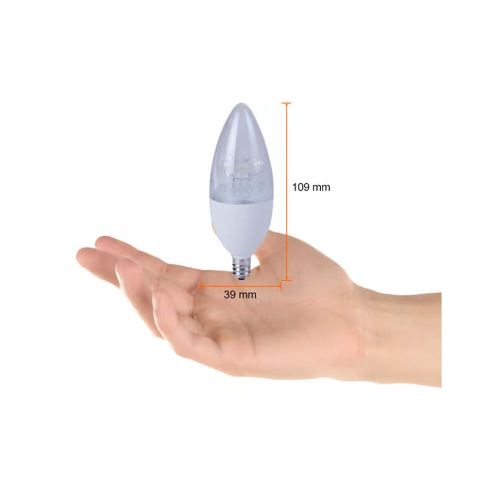 FOCO LED TECNOLITE TIPO VELA ATENUABLE 6W LUZ DE DÍA BASE E12