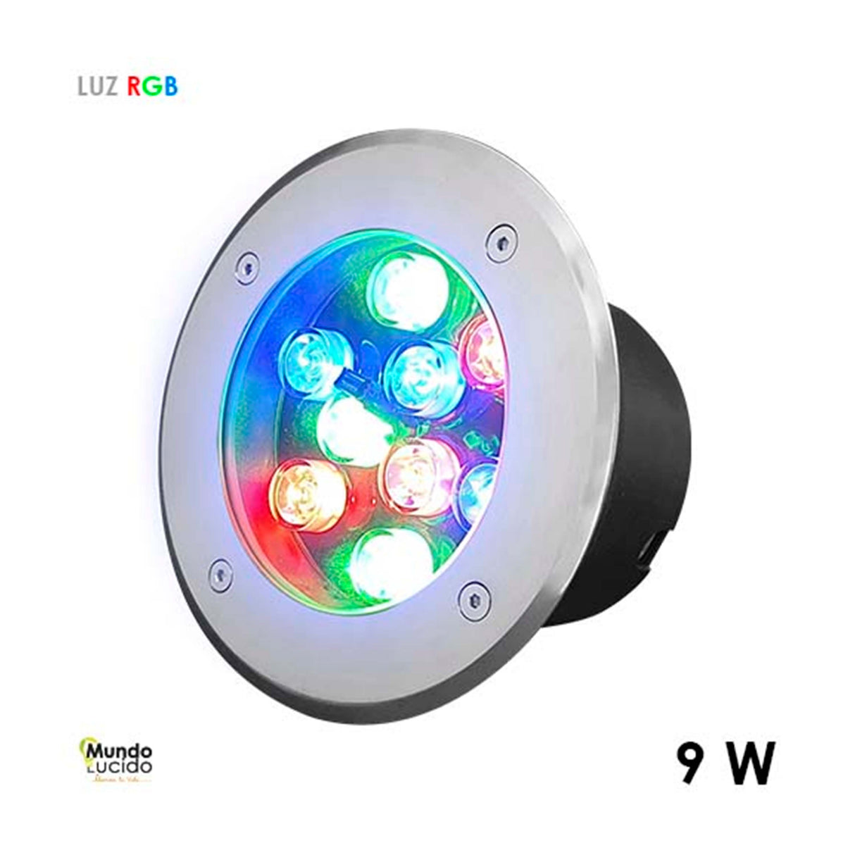 EMP DE PISO 9X1W RGB MUNDO LUCIDO