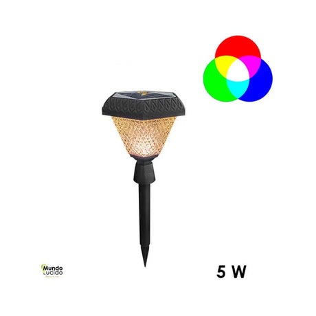 ESTACA SOLAR TIPO FAROL 5W RGB MUNDO LUCIDO