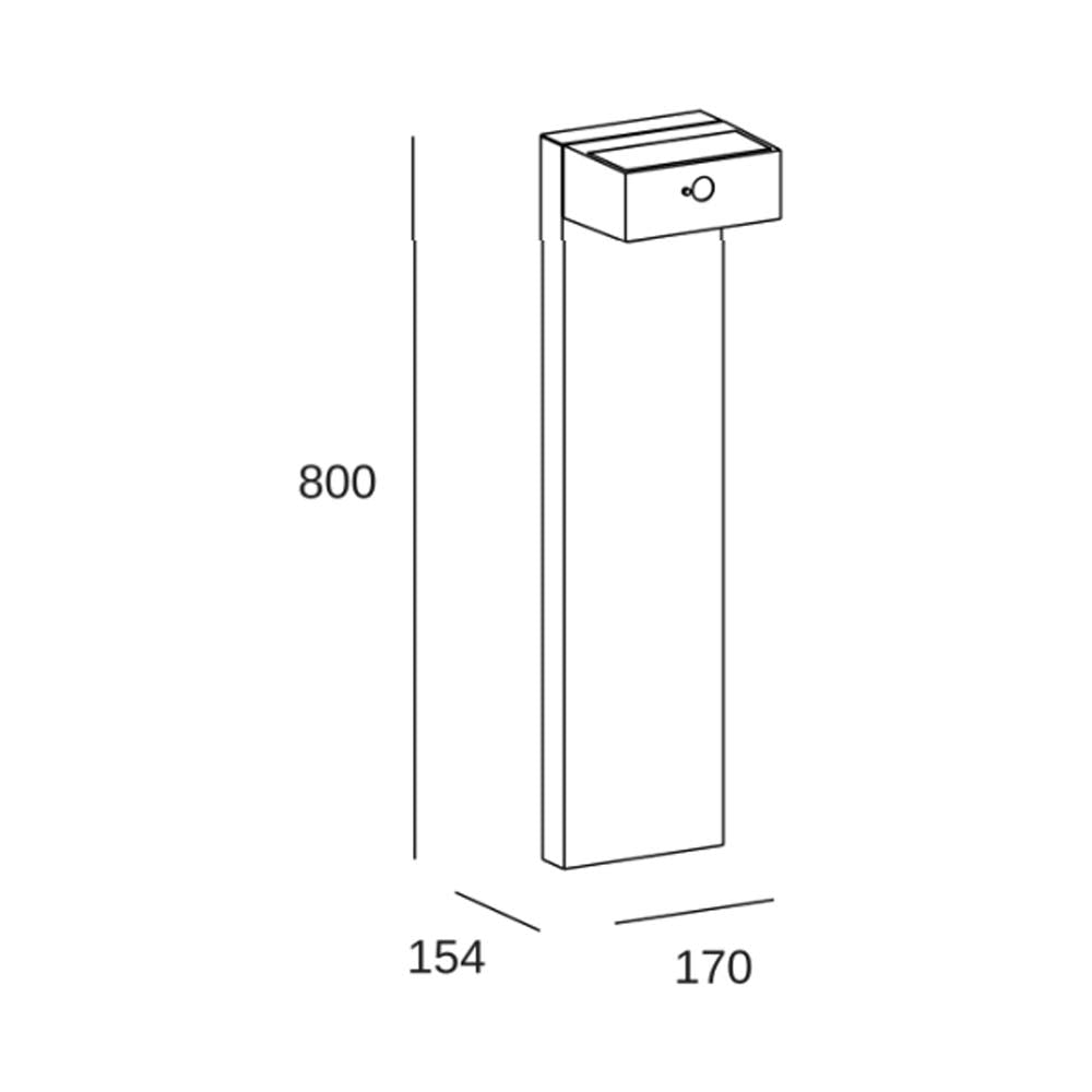 LUMINARIO TIPO POSTE 80CM BOLLARD IP44 TOP LED 3W 3000K
