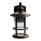 FAROL EXTERIOR CUERPO DE LAMINA DE METAL ACABADO CAOBA CON PANTALLA DE CRISTAL Y BASE DE FOCO E27 EXT-609-627 MIL LUCES