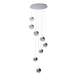 COLGANTE LED ESFERAS CROMO 8 LUCES 80W BC GAMALUX ***EXHIBIDO***