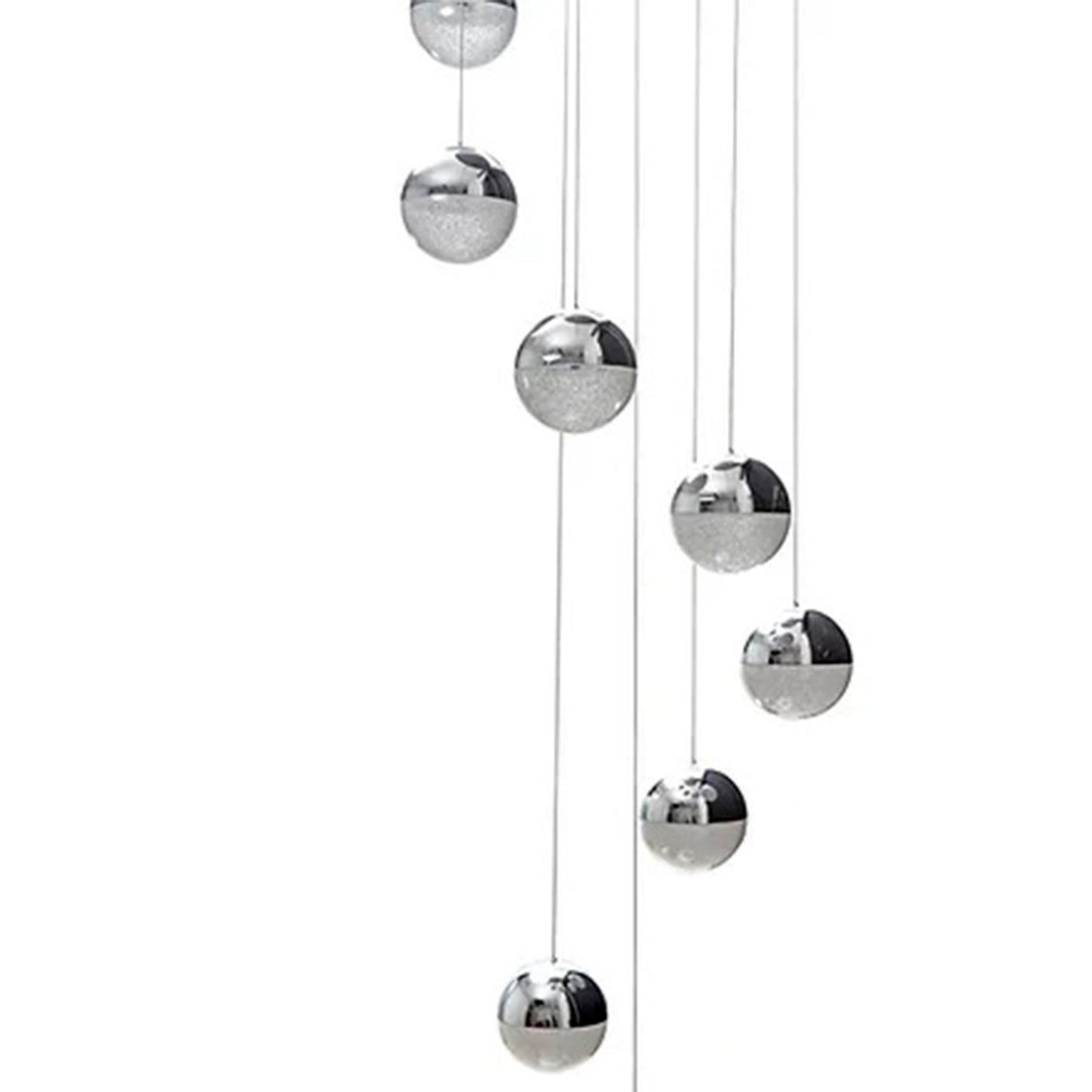 COLGANTE LED ESFERAS CROMO 8 LUCES 80W BC GAMALUX ***EXHIBIDO***