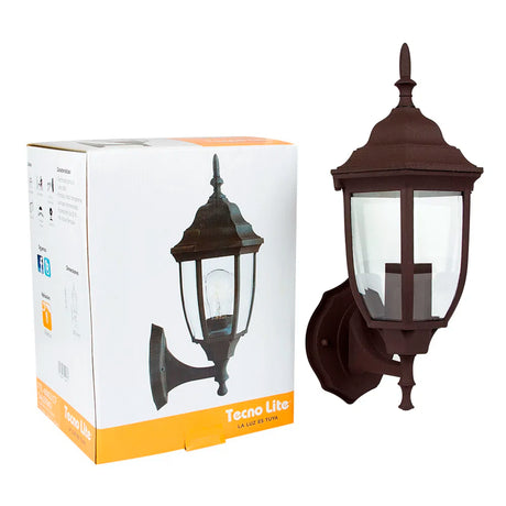 FAROL DE EXTERIOR SALERMO TECNOLITE PARED ARBOTANTE 60W IP44 BASE E27 CAFÉ