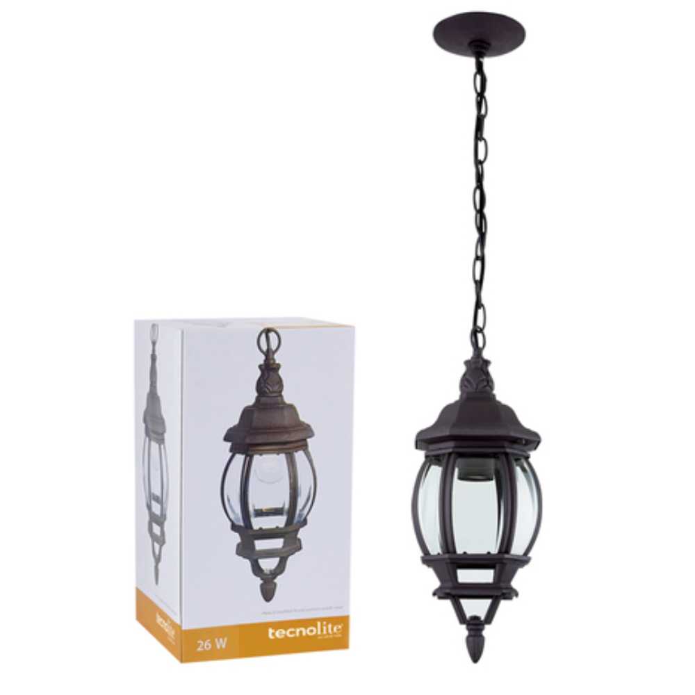 FAROL DE EXTERIOR PARA SOBREPONER SIENA II TECNOLITE 26W BASE E27 CAFÉ