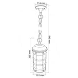 LAMPARA COLGANTE TIPO FAROL EXTERIOR 94 CM DE ALTURA POTENCIA MAX. 60 W BASE E27 IP44 NO INCLUYE FOCO