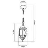 LAMPARA COLGANTE TIPO FAROL EXTERIOR 1 M DE ALTURA POTENCIA MAX. 60 W IP44 NO INCLUYE FOCO FTL-7356/B