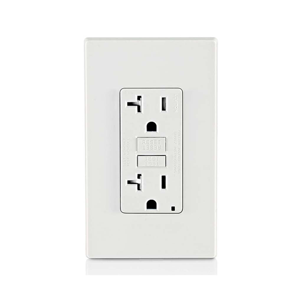 RECEPTACULO DUPLEX GFCI SLIM SMARTLOCKPRO COMERCIAL TAMPER RESIST 20A 125V 2P3H AUT PRU BCO C/PLACA