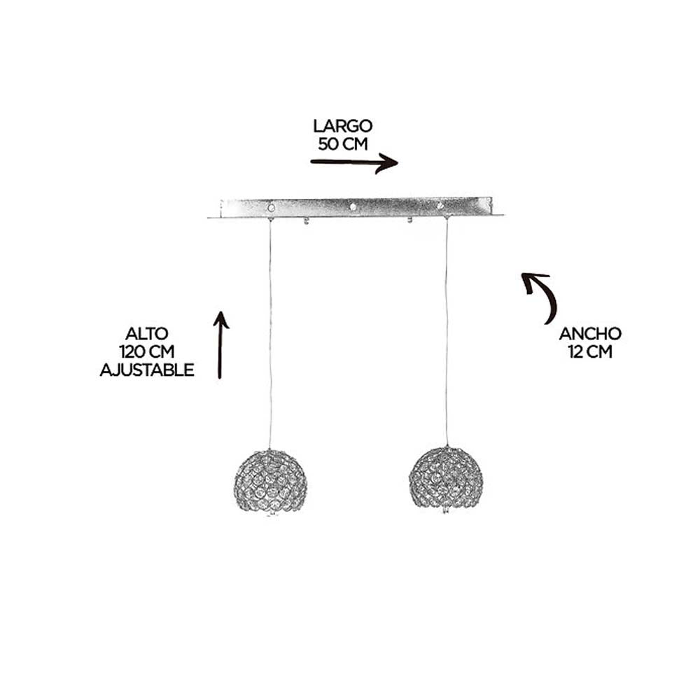 GLOBO CROMADO BASE LINEAL 2L E26 12X50X120 GAMALUX *** HA. LUMI ***