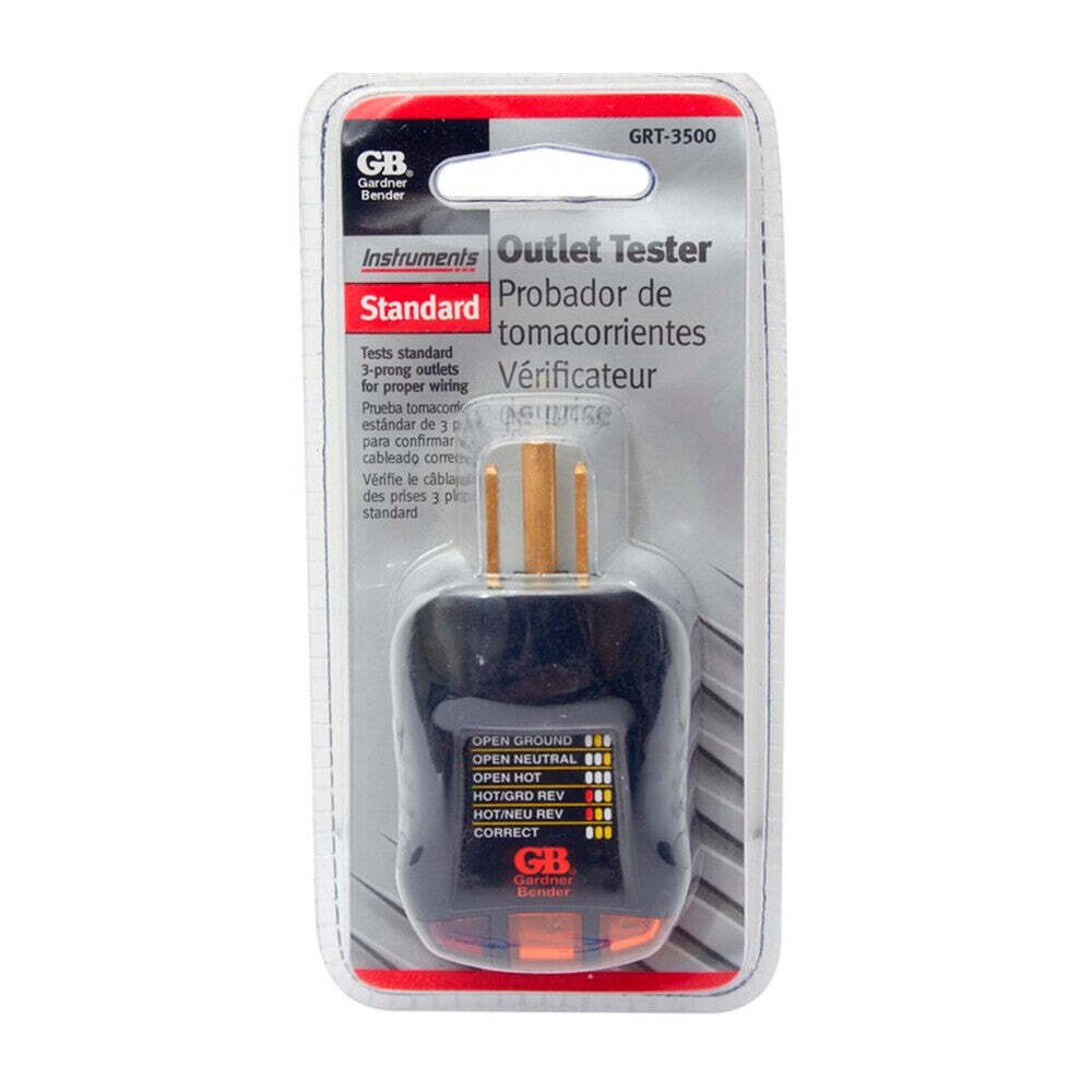 PROBADOR DE SALIDA PARA RECEPTACULOS TIPO CLAVIJA 120VCA. DETECTOR DE FALLA EN CABLEADO G.B.