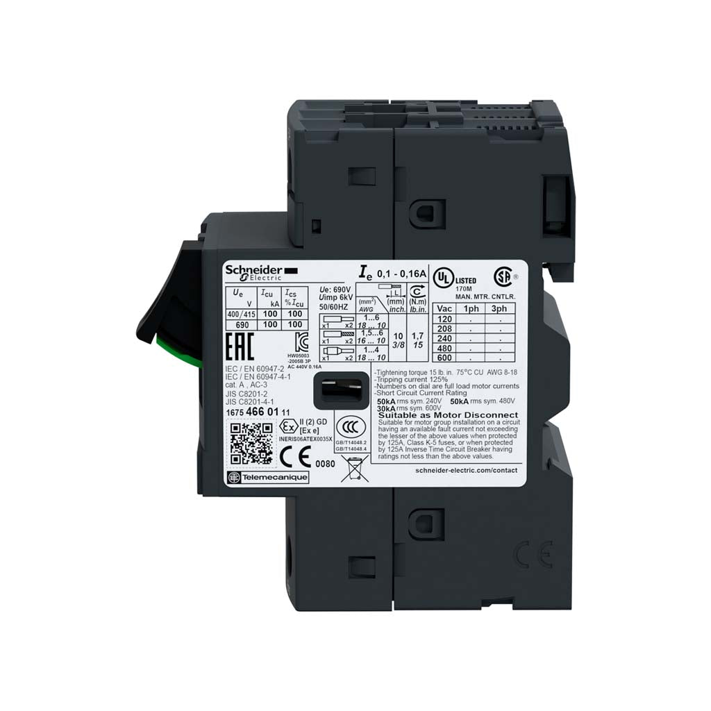 DISYUNTORMOTOR SCHNEIDER ELECTRIC 1-1.6A 3P 3D UNIDAD DE DESCONEXIÓN TERMOMAGNÉTICA GV2ME06