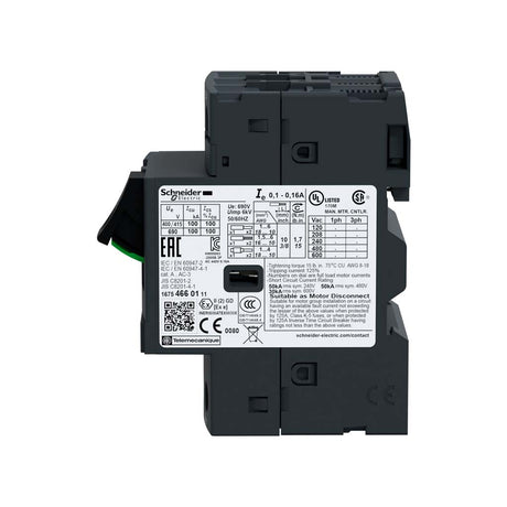 DISYUNTORMOTOR SCHNEIDER ELECTRIC 1-1.6A 3P 3D UNIDAD DE DESCONEXIÓN TERMOMAGNÉTICA GV2ME06