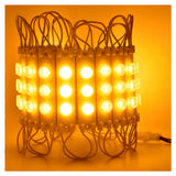 MODULO DE LED 110V AMARILLO  CON 3 LEDS DE FORMA HORIZONTAL CON LUPA