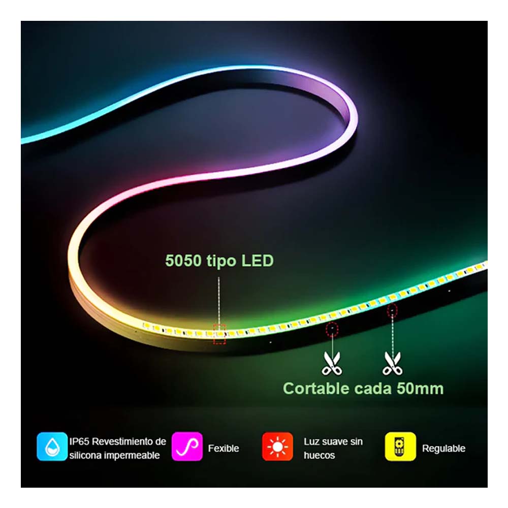 TIRA (NEON FLEX) FUNCIONAMIENTO DE RAYO + 5 FUNCIONES C/CONTROL 40W