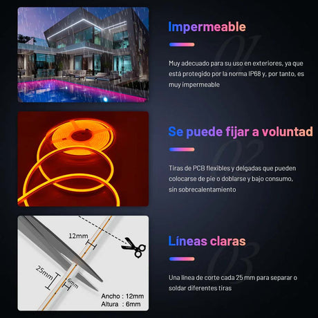 TIRA SUPER(NEON FLEX) CORTE DE 2.5CM ALTO 12MM ANCHO 6MM AMARILLA DORADO GENG XIN