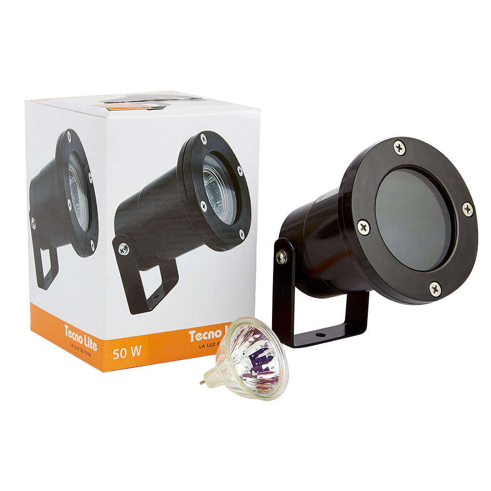 REFLECTOR LED DENIA TECNOLITE SUMERGIBLE DE BAJA PROFUNDIDAD 50W LUZ SUAVE CÁLIDA BASE GX5.3 NEGRO