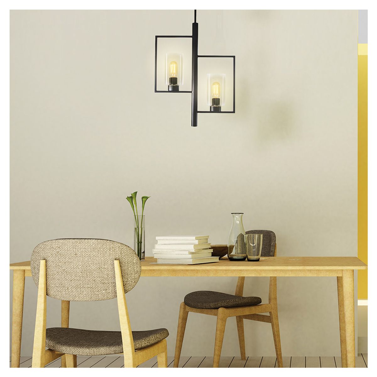 LAMPARA COLGANTE INLITE VINTAGE ACABADO NEGRO DE 2 LUCES LUMIMEXICO *** HA. LUMI ***