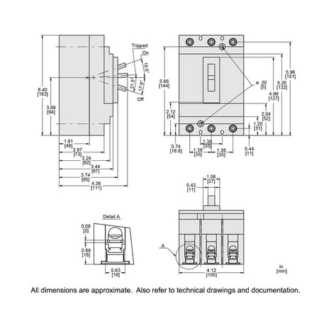 INTERRUPTOR TERMOMAGNETICO 3X100A H 18KA 600V HDL36100 SCHNEIDER ELECTRIC