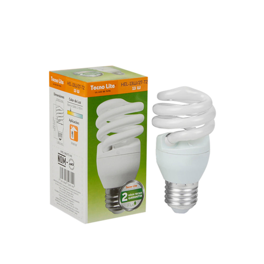 FOCO FLUORESCENTE TECNOLITE 13W LUZ SUAVE CÁLIDA BASE E27