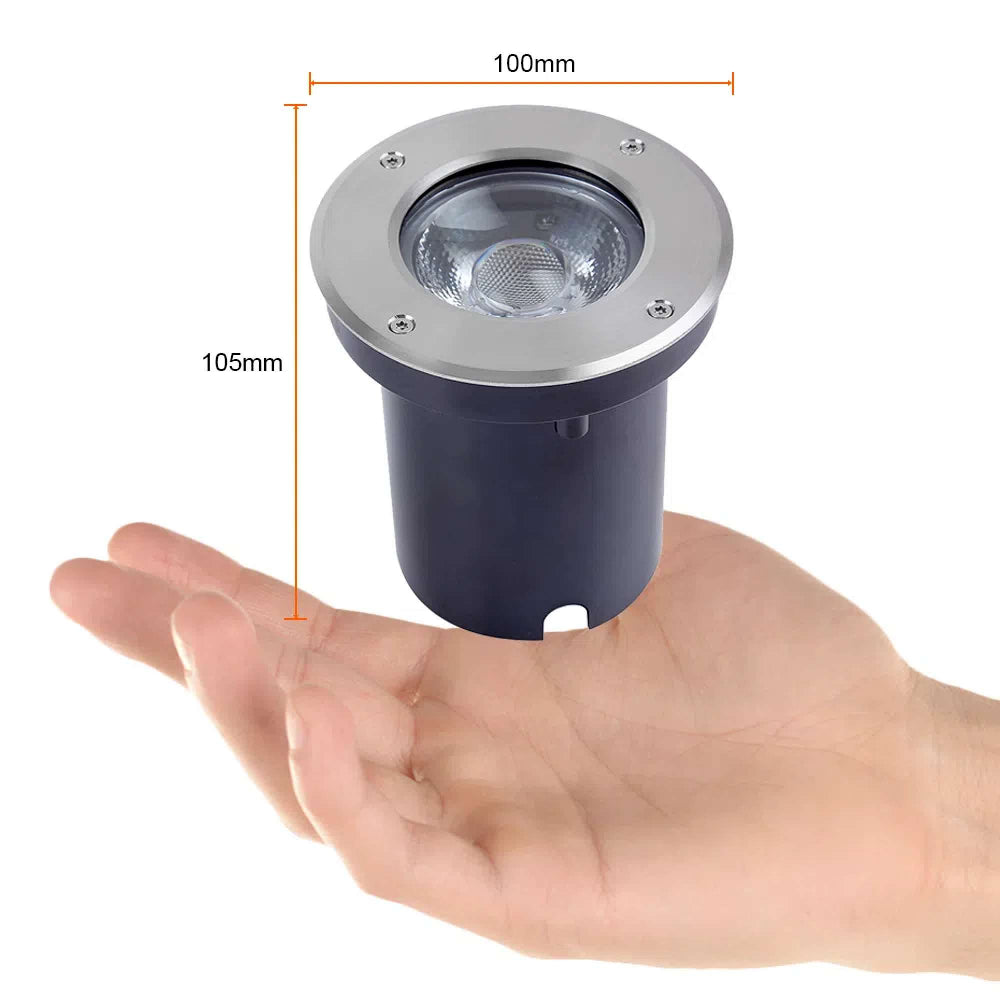 LAMPARA DE PISO LED EMPOTRABLE EXTERIOR 12 W LUZ CALIDA BRILLANTE IP65 LED INTEGRADO