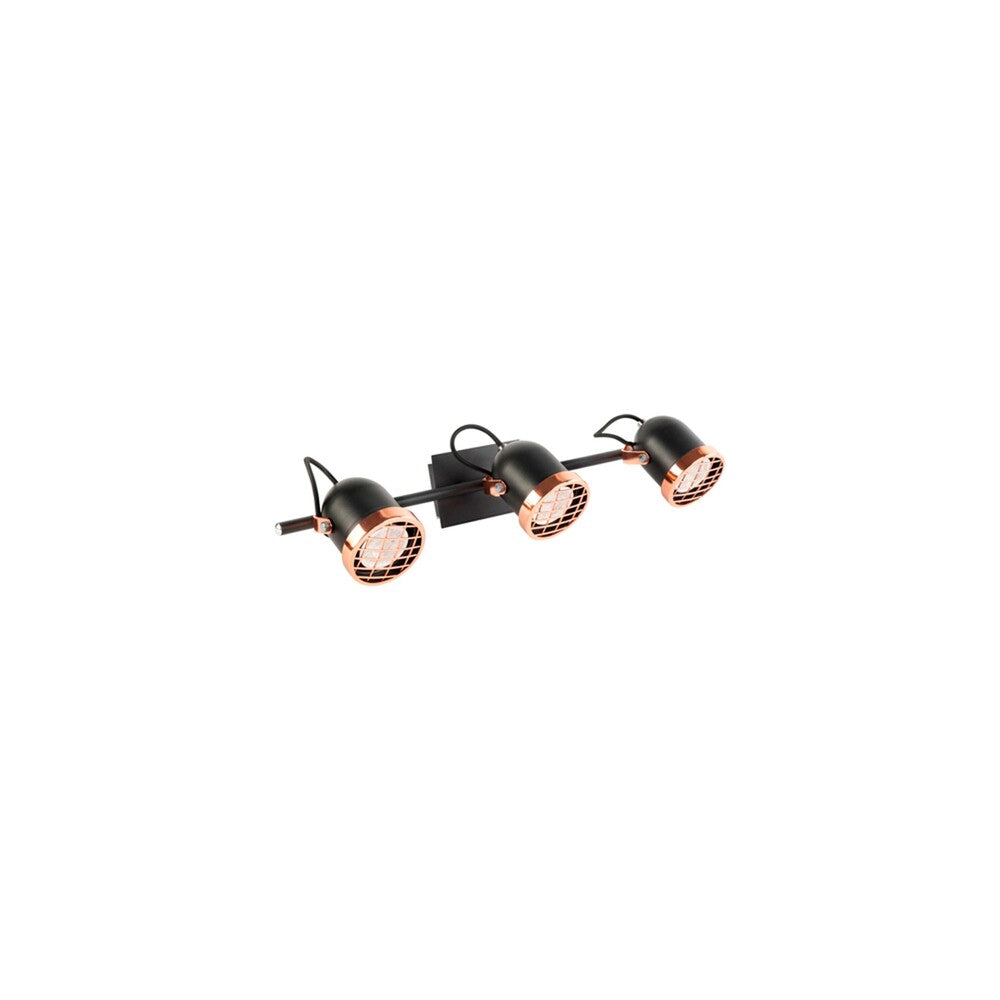 LUMINARIO DE TRES LUCES DIRIGIBLE SOBREPONER EN MURO 56.4X10CM NEGRO 105W IP20 GU10 ***HAE2025***