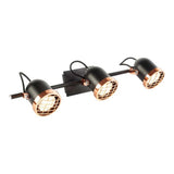 LUMINARIO DE TRES LUCES DIRIGIBLE SOBREPONER EN MURO 56.4X10CM NEGRO 105W IP20 GU10 ***HAE2025***