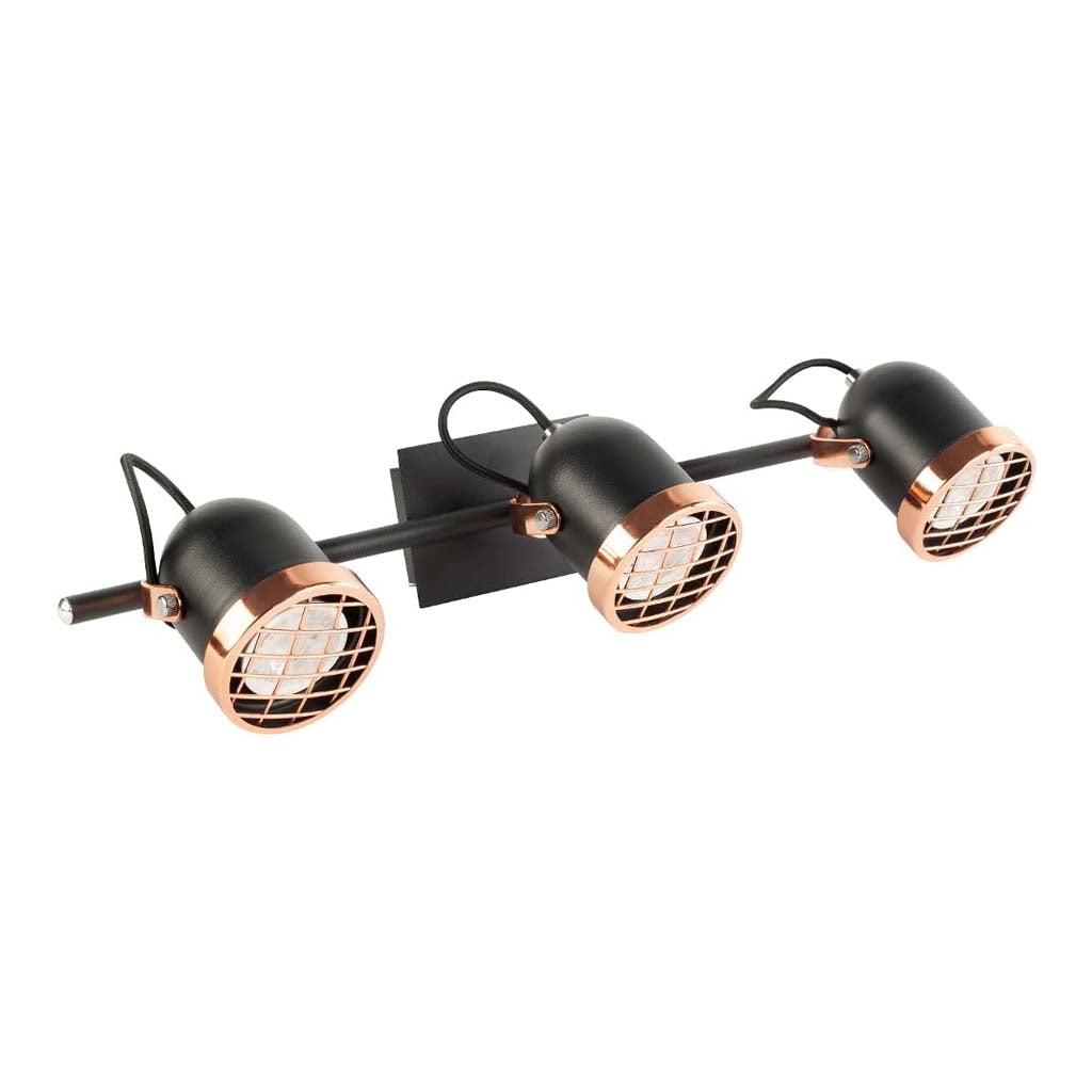 LUMINARIO DE TRES LUCES DIRIGIBLE SOBREPONER EN MURO 56.4X10CM NEGRO 105W IP20 GU10 ***HAE2025***