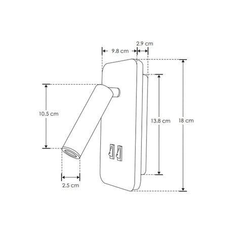 LUMINARIO DE PARED TIPO LECTURA LED BLANCO 10W BLANCO CALIDO DIRIGIBLE LUZ TRASERA Y FRONTAL 85-265V IP20 ILUMILEDS