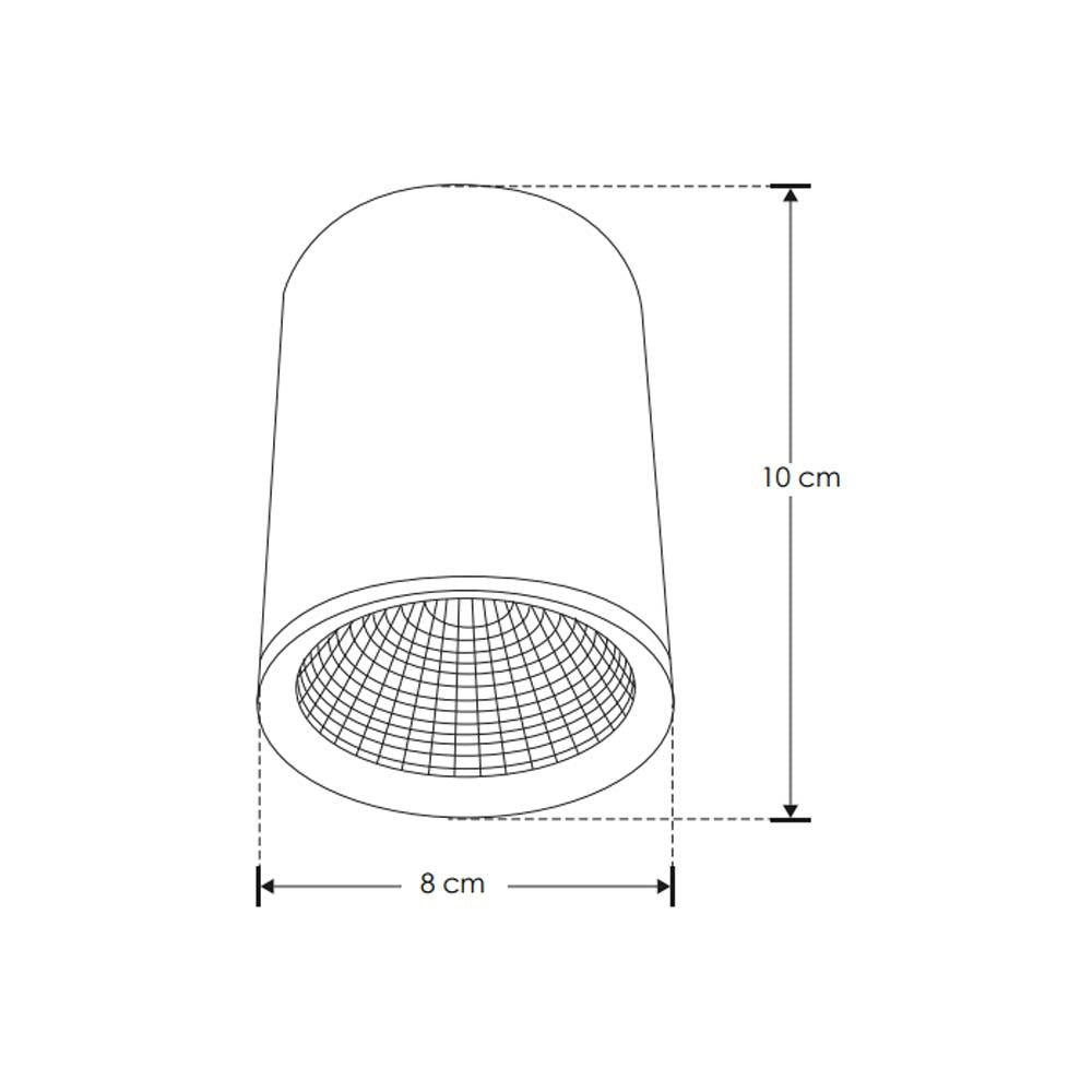 LUMINARIO DE TECHO 10CM DE LED 3500K  7 W  OPTICA 38 CILINDRO DE SOBREPONER EN TECHO  ALUMINIO ACABADO NEGRO  100-277V IP20 ILUMILEDS