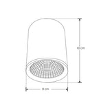 LUMINARIO DE TECHO 10CM DE LED 3500K  7 W  OPTICA 38 CILINDRO DE SOBREPONER EN TECHO  ALUMINIO ACABADO NEGRO  100-277V IP20 ILUMILEDS